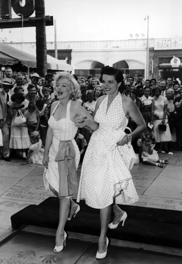 Photos of Marilyn Monroe and Jane Russell at Their Imprint Ceremony at Grauman’s Chinese Theatre in 1953 – C1