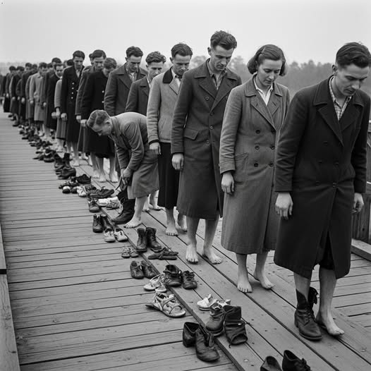 Mauthausen, May 1945: the bridge of fragile stairs .US