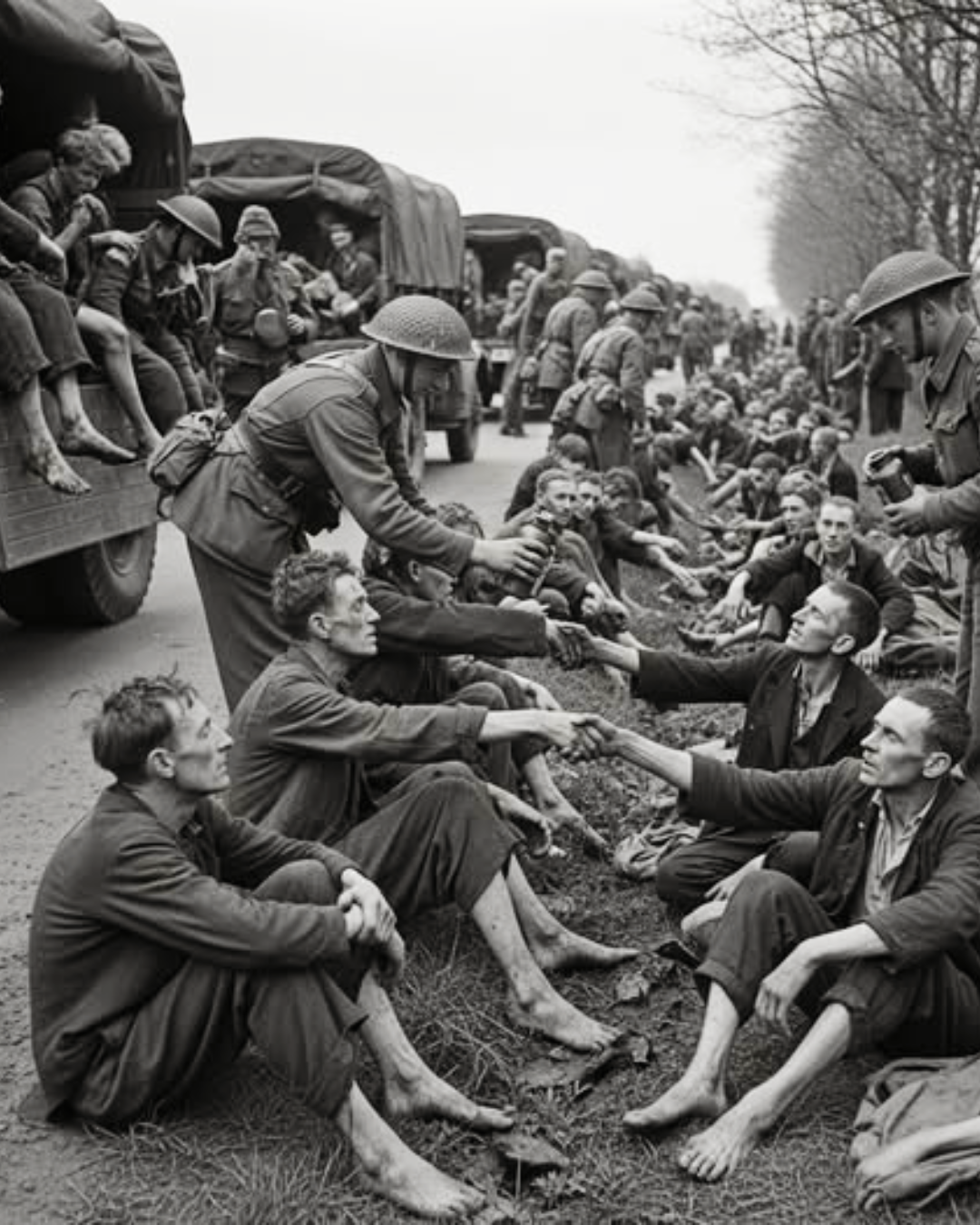 Survivors of the Neuengamme Death March – Northern Germany, May 1945 .US