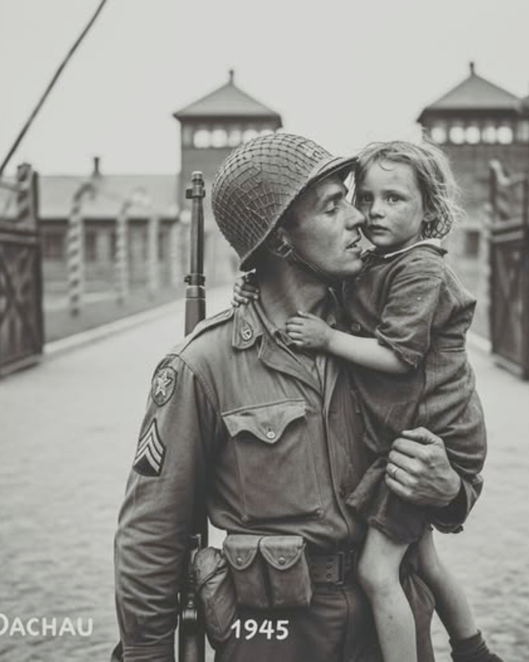 “The Soldier Who Carried a Child” — Dachau, 1945 .US