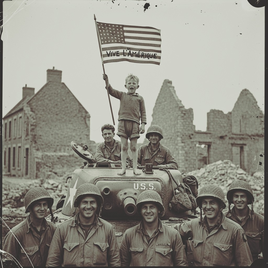 The Boy With the Flag — Normandy, France, 1944 .US