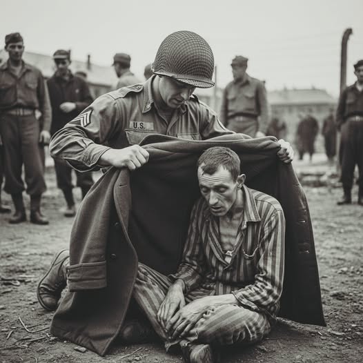L’Américain qui a partagé son manteau – Mauthausen, Autriche, 1945. NF